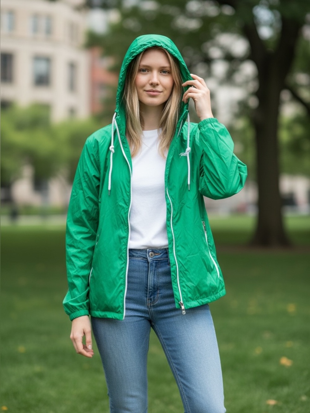 Vintage American Apparel Packable Rain Coat Green Sz S